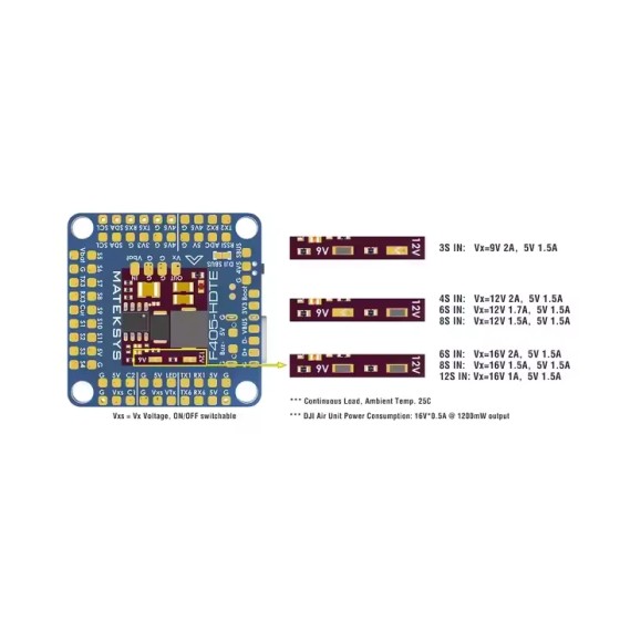 Matek Mateksys Systems F405-HDTE 9~16V BEC OSD Blackbox F4 Controller 3-12S INAV RC UAV Accessories for Fixed-Wing